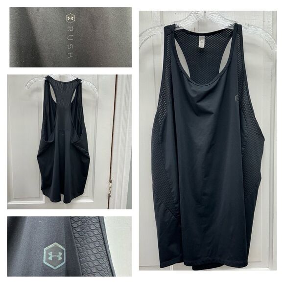 Under Armour Rush heat gear racerback athletic shirt tank top black women's 1x - Picture 1 of 7
